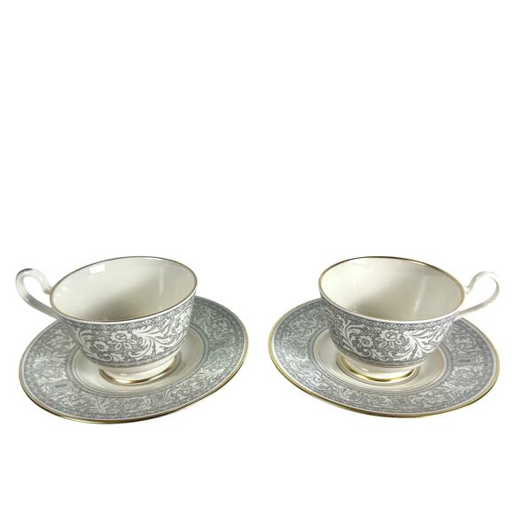 Franciscan Grey Renaissance Cup/Saucer Masterpiece & Gladding McBean-Set of 2 - Picture 1 of 12